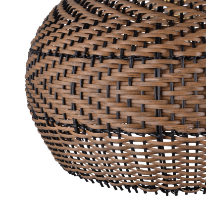 Dark Color Black Brown Stripes Rattan Pendant Shade Hardwired Light Fixture-labpiecesign
