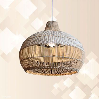 Handwoven Rattan Kitchen Island White Pendant Lighting Wicker Lamp Shade-labpiecesign