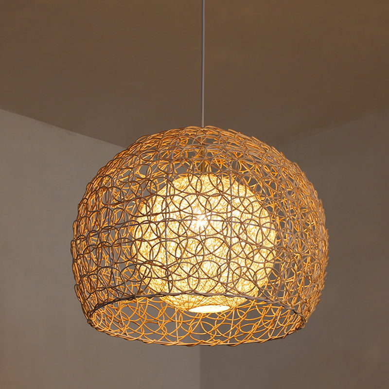 Rattan Pendant Light Woven Round Hemp Hanging Lamp