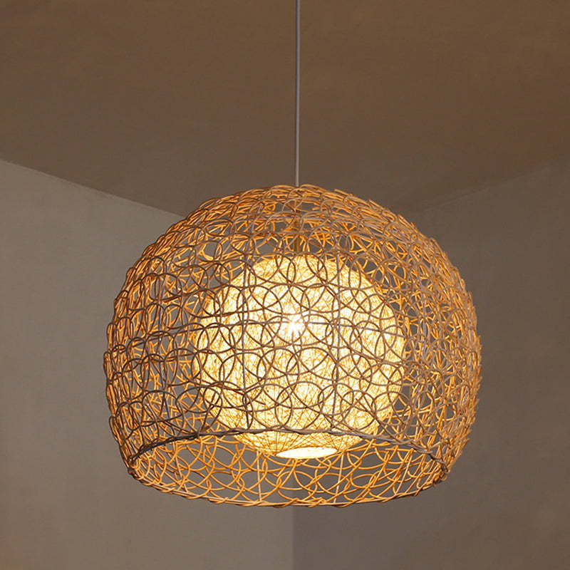 Rattan Pendant Light Woven Round Hemp Hanging Lamp