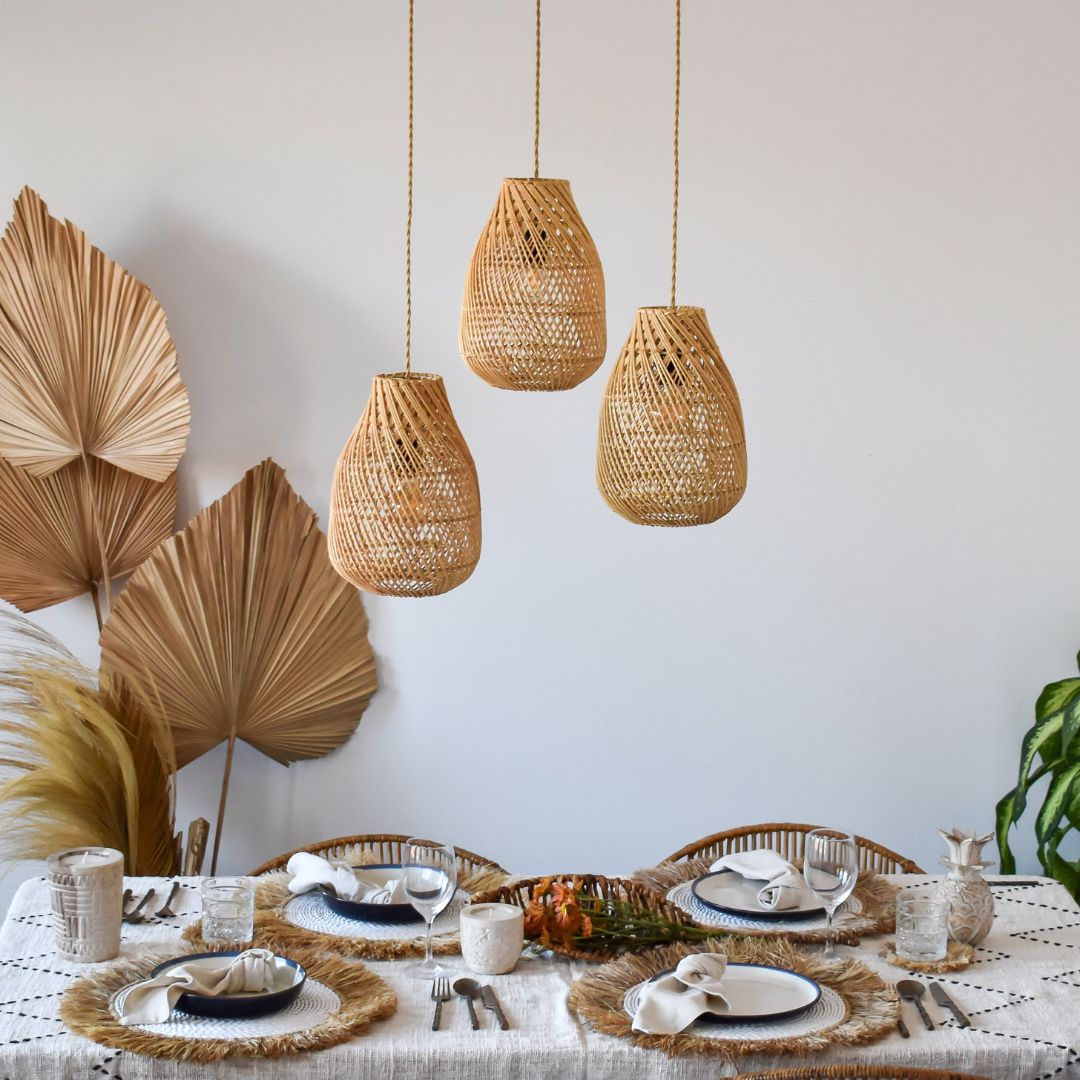 Handmade Rattan Pendant Lamp Shade Boho Light Fixture