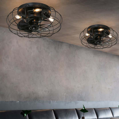  21-Inch Indoor Vintage Iron Remote Control Ceiling Fan Light-labpiecesign