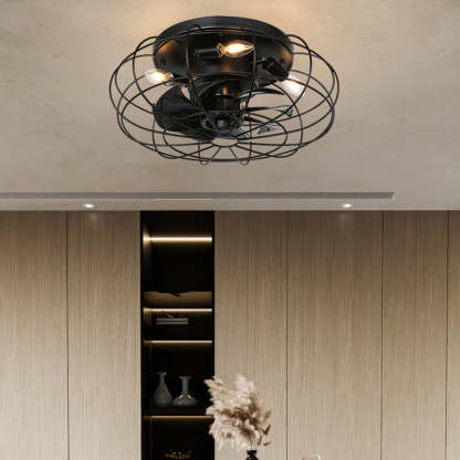  21-Inch Indoor Vintage Iron Remote Control Ceiling Fan Light-labpiecesign