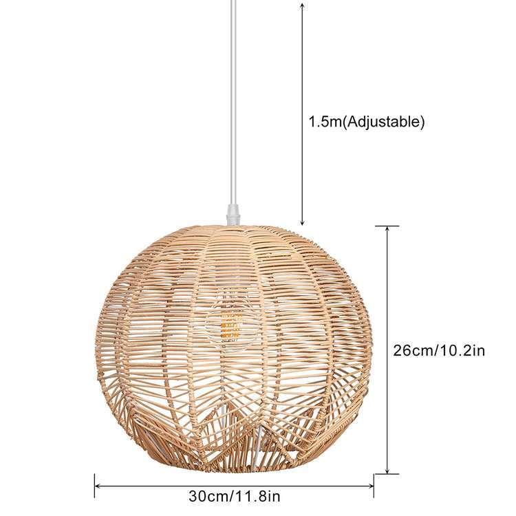 Boho Rattan Woven Globe Creative Hanging Pendant Light