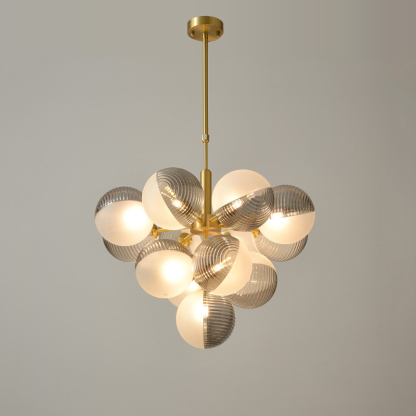 Nordic Luxury Glass Bubble Chandelier Simple High-end Copper Metal Pendant Light-labpiecesign