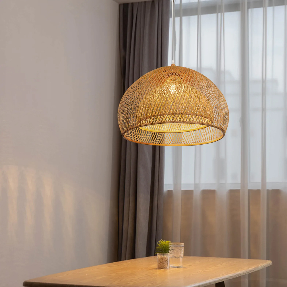 Asian Decor Bamboo Handmade Woven Hanging Lights Pendant Lamp-labpiecesign