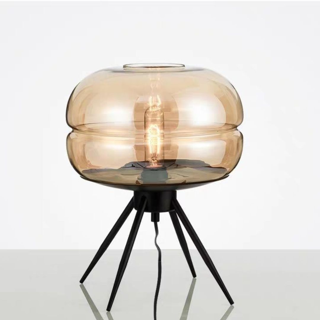 Scandinavian Designer Head Smoke Gray Glass Small Table Lamp