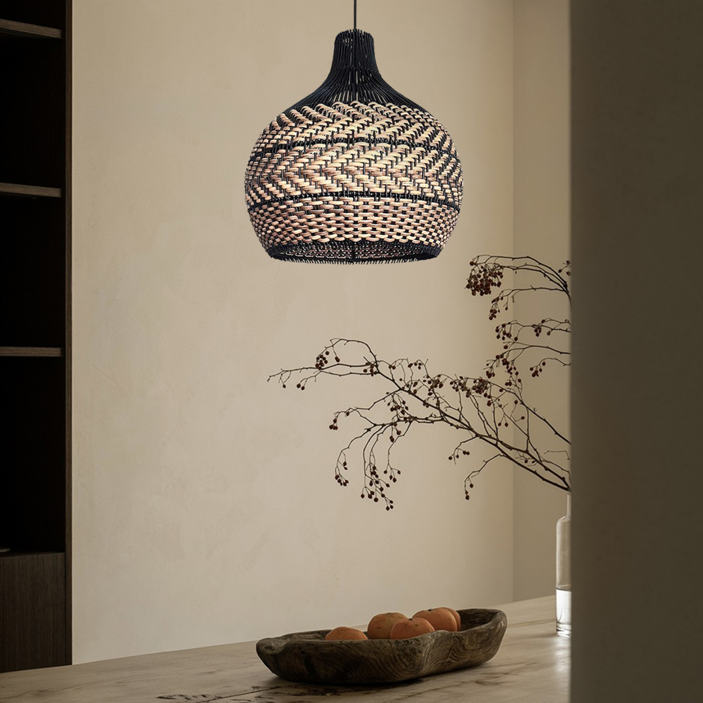 Minimalism Rattan Ceiling Light Fixture Woven Pendant Lampshade