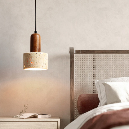 Yellow Hole Stone Japanese Style Wabi-Sabi Style Bedroom Bedside Chandelier-labpiecesign