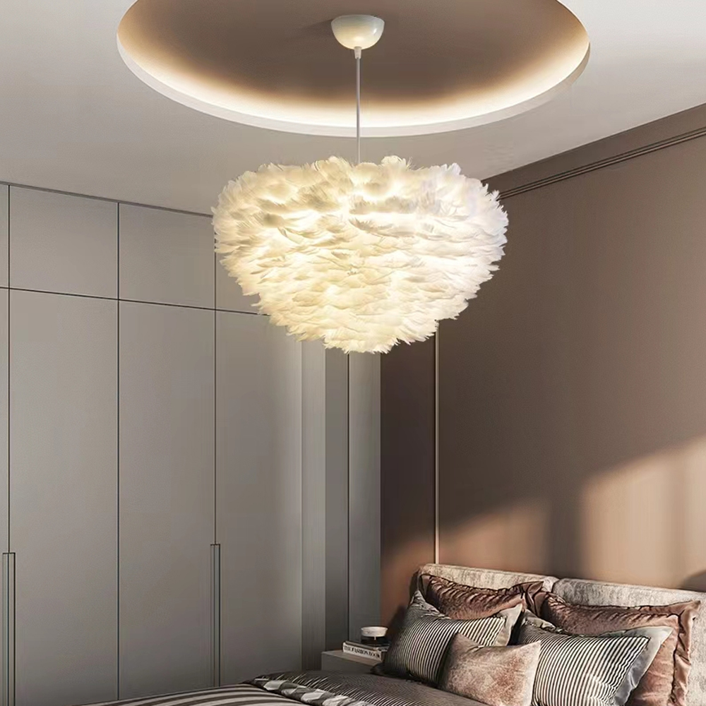 Nordic Design Feather Pendant Lights Lighting Fixture For Bedroom