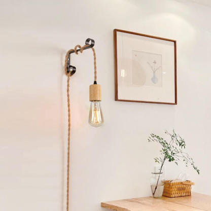 Vintage Style wood Pendant Light Cord Kits US Plug Switch E27 Vintage Lamp Holder for Simple Hanging Lamp Decor-labpiecesign