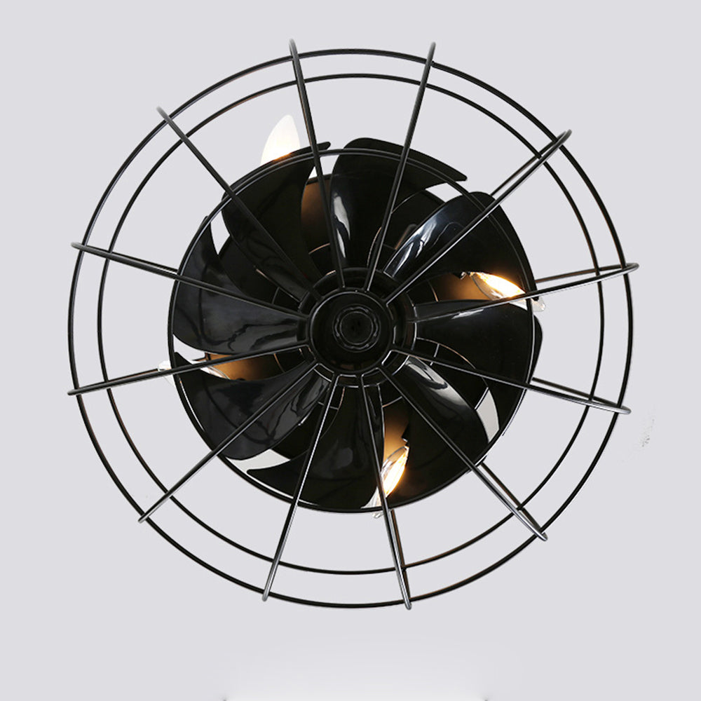  21-Inch Indoor Vintage Iron Remote Control Ceiling Fan Light
