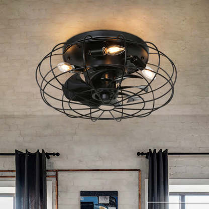  21-Inch Indoor Vintage Iron Remote Control Ceiling Fan Light-labpiecesign