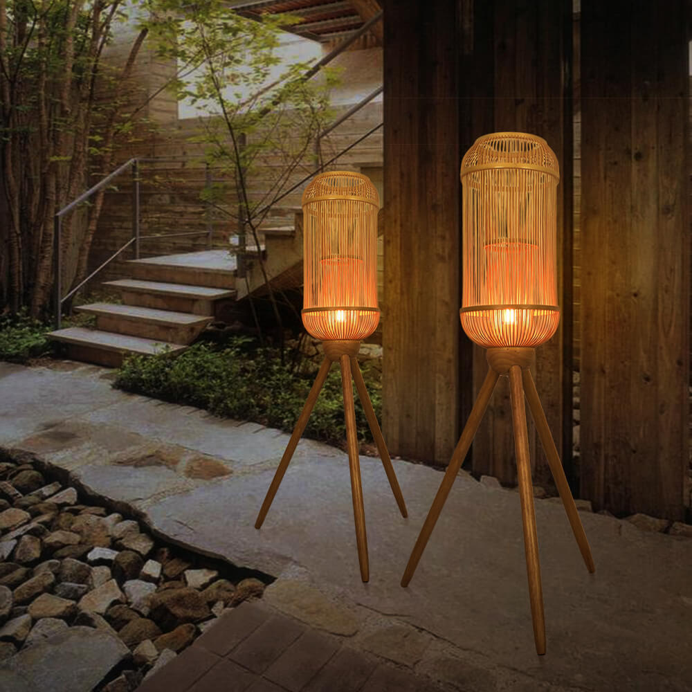 Handmade Tripod Bamboo Floor Lamp