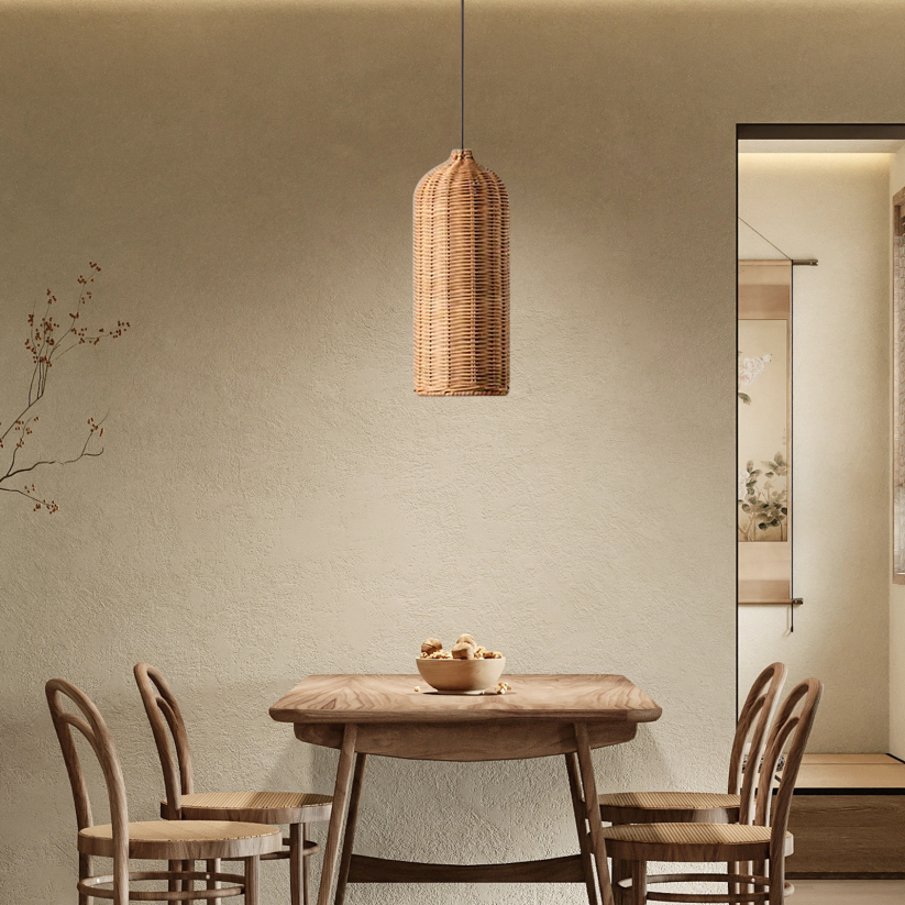 Japanese Rattan Dining Room Wabisabi Ratten Home Decor Pendant Light