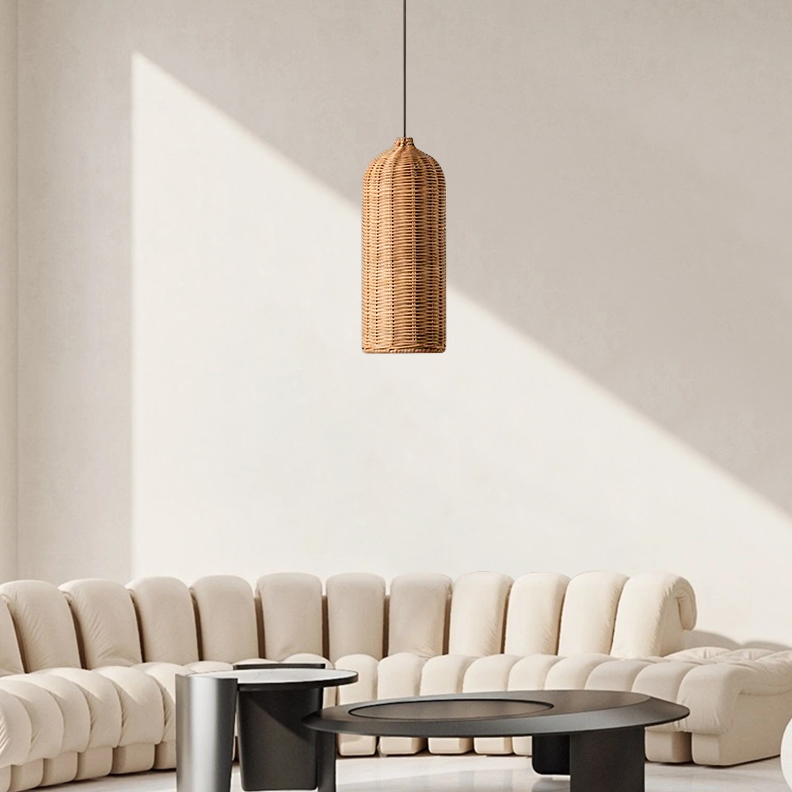 Japanese Rattan Dining Room Wabi-sabi Ratten Home Decor Pendant Light-labpiecesign