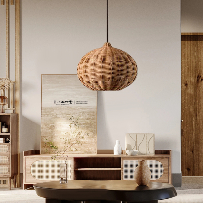 Japanese Rattan Dining Room Wabi-sabi Ratten Home Decor Pendant Light-labpiecesign