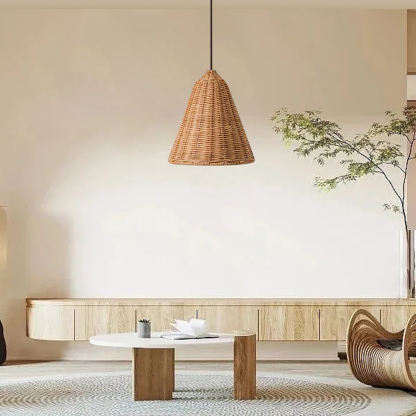 Japanese Rattan Dining Room Wabi-sabi Ratten Home Decor Pendant Light-labpiecesign