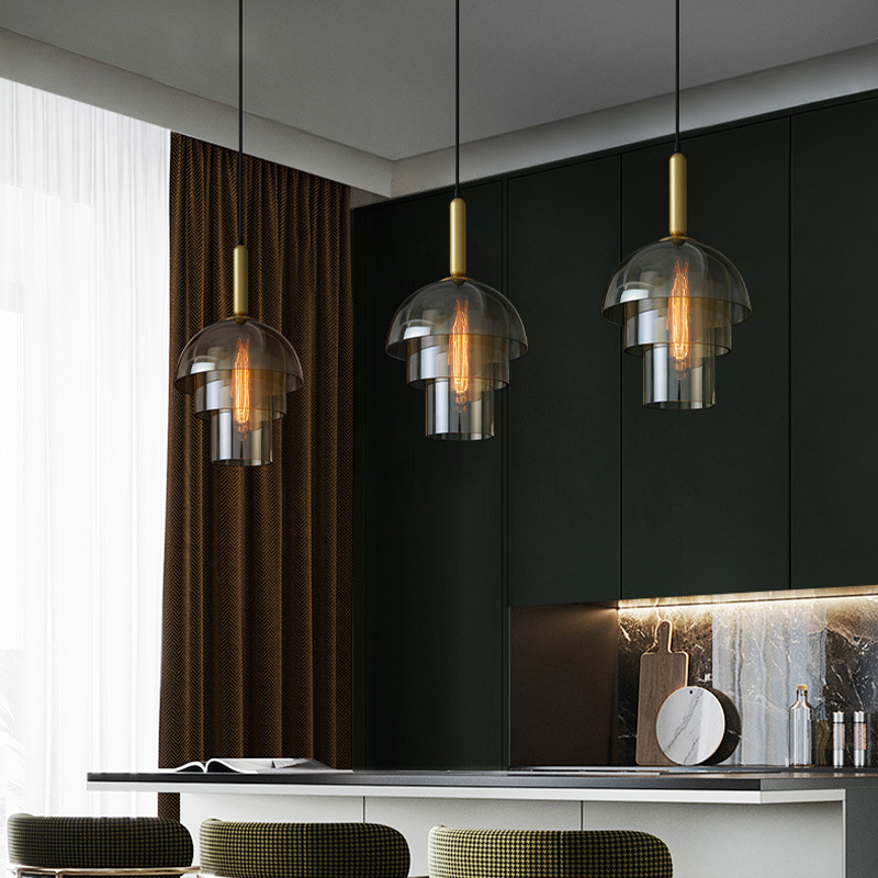American Minimalist Bar Candelier Modern Light Luxury Glass Chandelier-labpiecesign