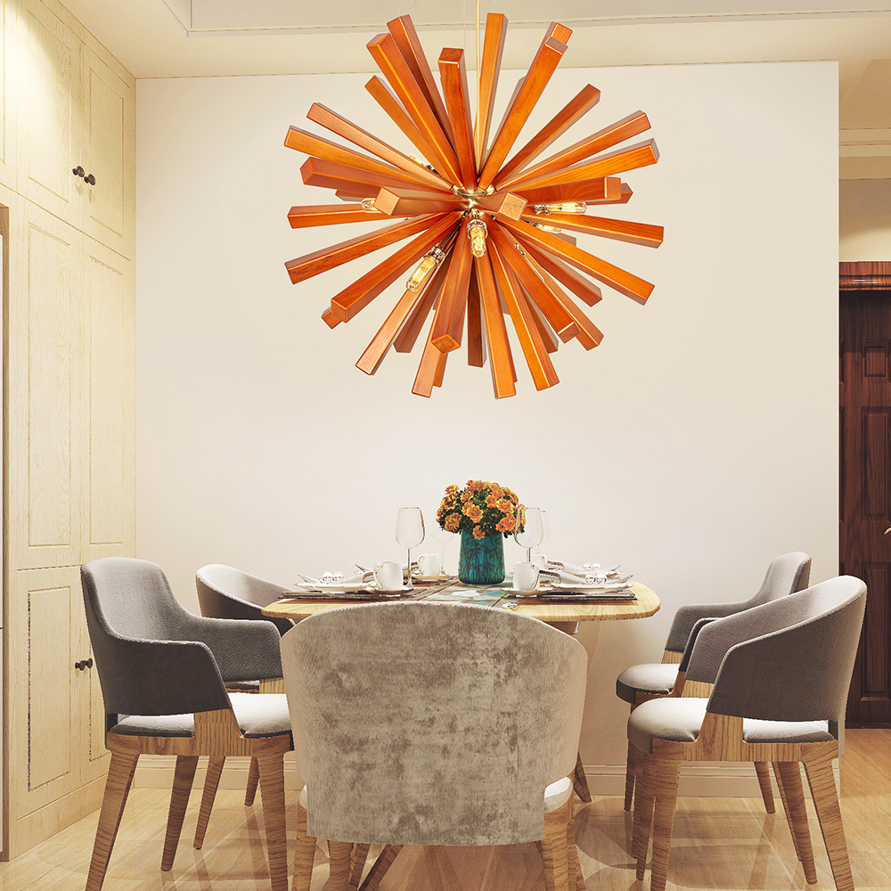 Nordic Creative Wooden Chandelier Flower-Shaped Dandelion Pendants Lights-labpiecesign
