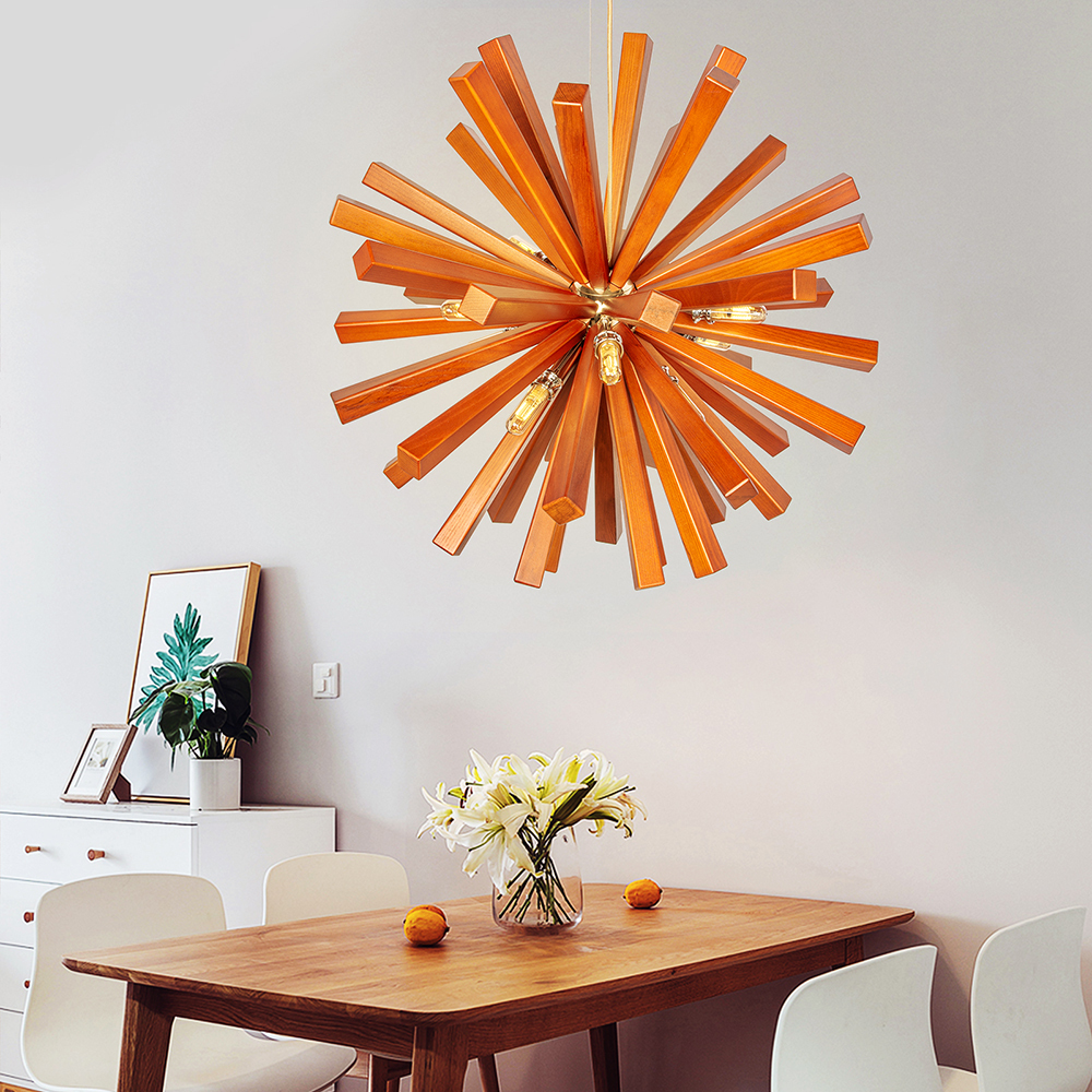 Nordic Creative Wooden Chandelier Flower-Shaped Dandelion Pendants Lights-labpiecesign