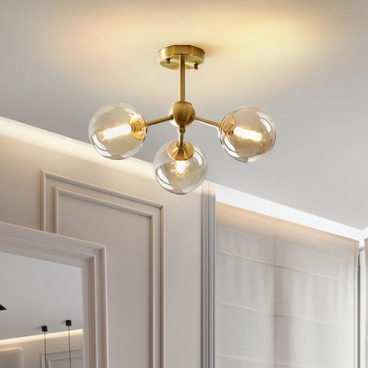 Modern Brass Bubble Pendant Light Metal Round 3/5 Heads Ceiling Light Fixture-labpiecesign