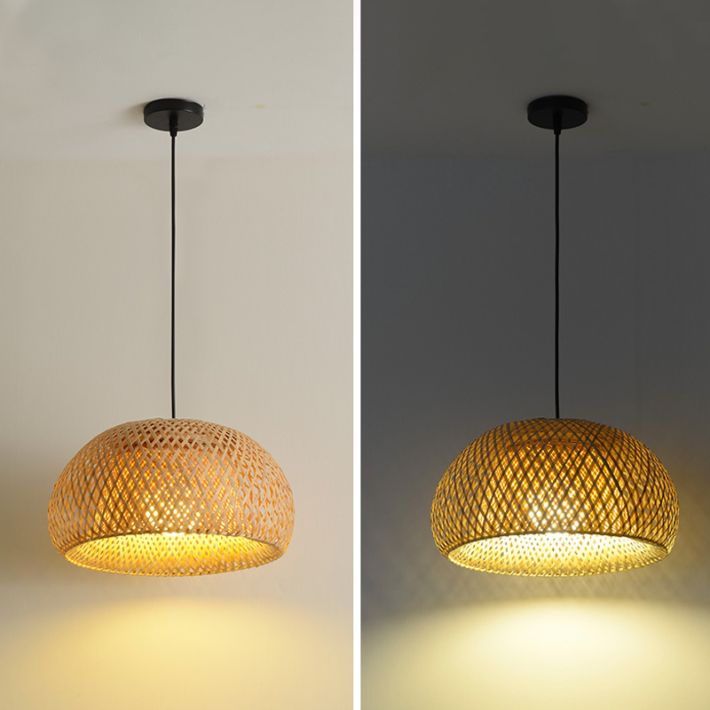 Creative Kitchen Island Light Handmade Boho Bamboo Pendant Lamp Shade