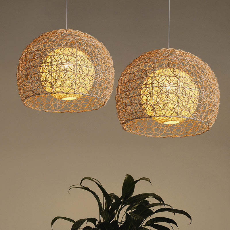 Rattan Pendant Light Woven Round Hemp Hanging Lamp