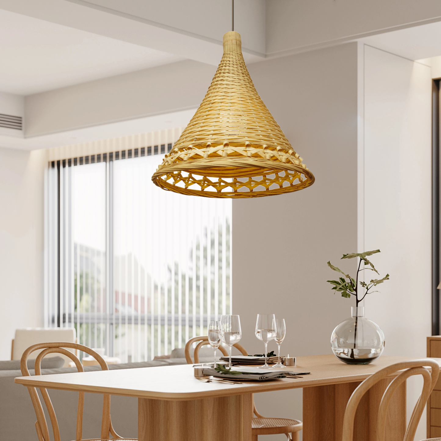DIY Funnel bamboo pendant light art deco light pendant shade for kitchen