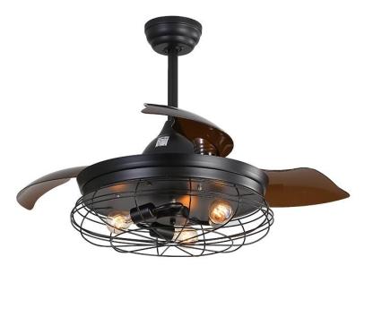 Led ceiling fan decorative retractable remote control ceiling fan with light-labpiecesign