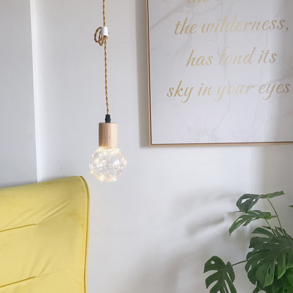 Vintage Style wood Pendant Light Cord Kits US Plug Switch E27 Vintage Lamp Holder for Simple Hanging Lamp Decor-labpiecesign