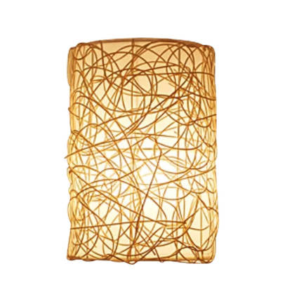 Vintage Rattan Wall Light Wicker Wall Pendant Lamps Wall Sconce Light-labpiecesign