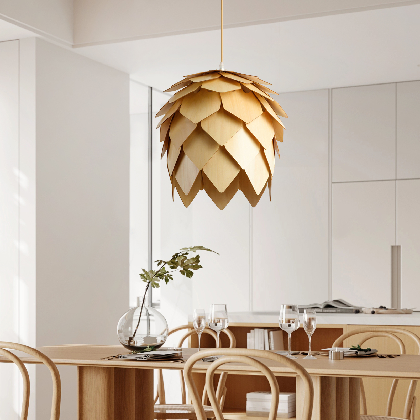 Creative Pine Cone Wooden Chandelier Pineapple Dining Rattan Lamp Home Decoration-labpiecesign
