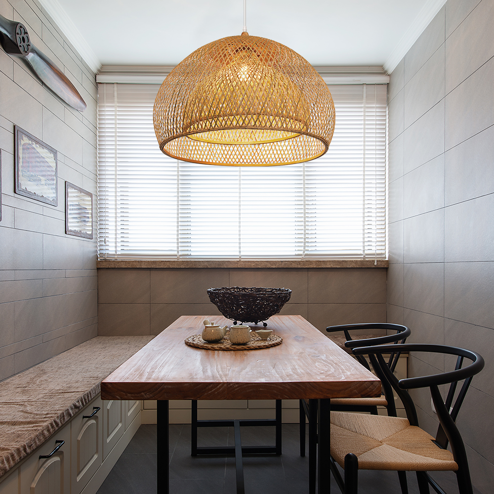 Creative Simple Modern Pastoral Living Room Pendant Lamp Bamboo Weaving