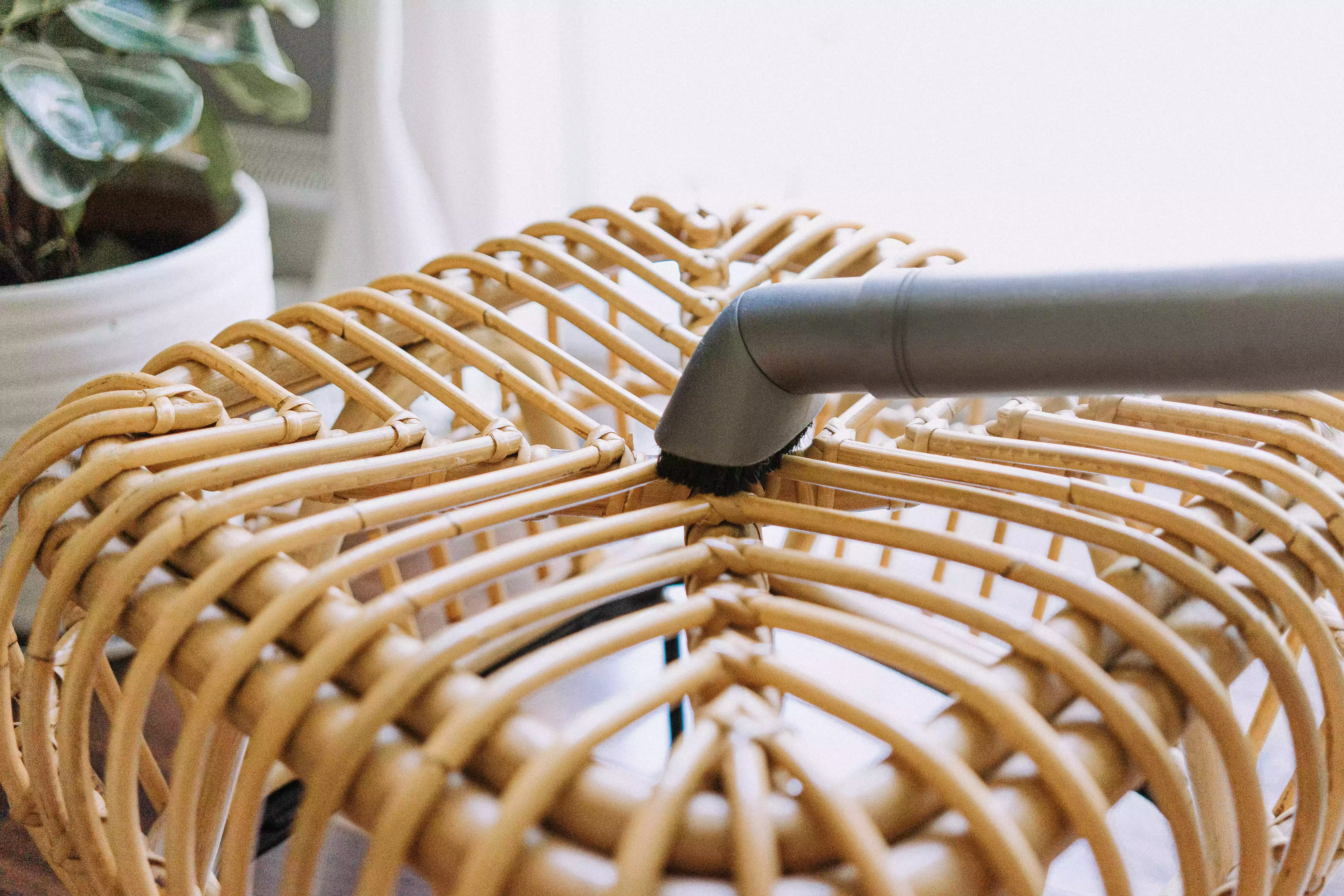 vacuuming rattan furniture