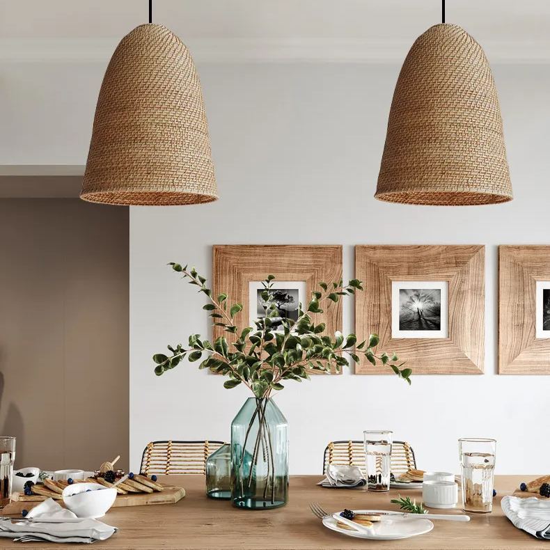 Big Sur Coastal Interior Design  Rattan Pendant Light-labpiecesign