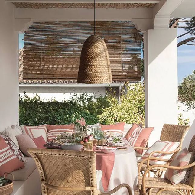 Big Sur Coastal Interior Design  Rattan Pendant Light-labpiecesign