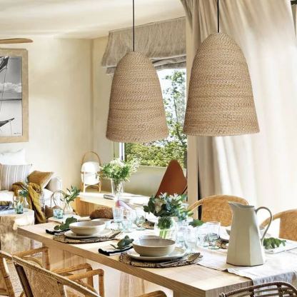 Big Sur Coastal Interior Design  Rattan Pendant Light-labpiecesign