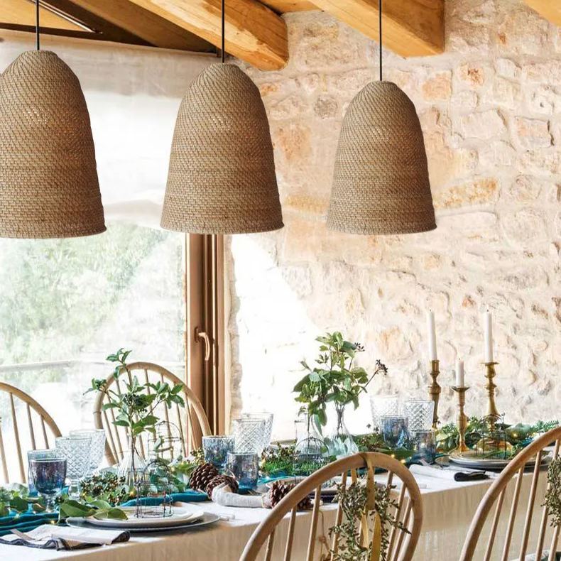 Big Sur Coastal Interior Design  Rattan Pendant Light-labpiecesign