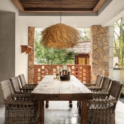 Japanese Style Vintage Grass Light Chandelier Rattan Pendant Light-labpiecesign