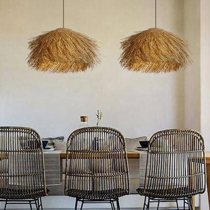 Japanese Style Vintage Grass Light Chandelier Rattan Pendant Light-labpiecesign