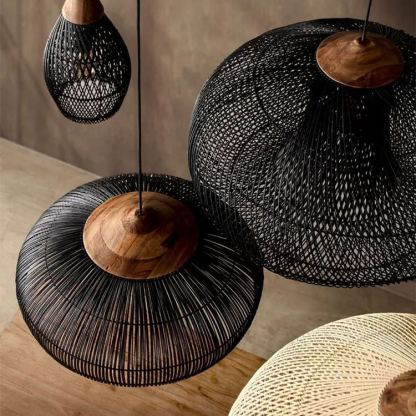 Japanese Style Wabi-sabi Style Rattan Drum Lamp-labpiecesign
