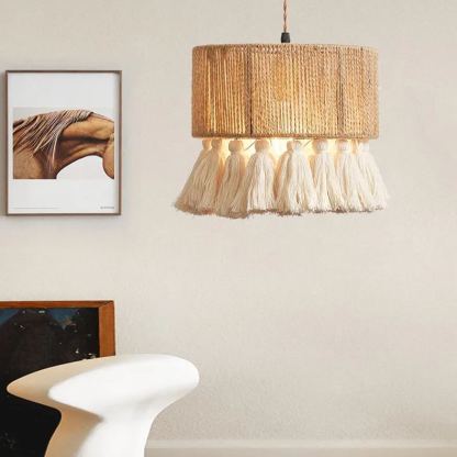 Bohemian tassel handmade hemp rope pendant light-labpiecesign