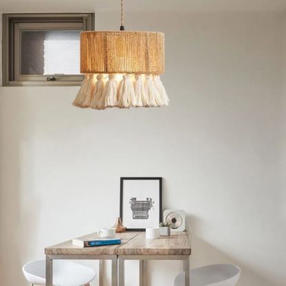 Bohemian tassel handmade hemp rope pendant light-labpiecesign