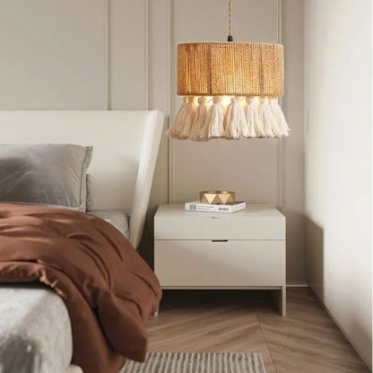 Bohemian tassel handmade hemp rope pendant light-labpiecesign