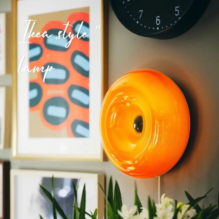 Medieval style donut wall lamp Touch control Orange Bauhaus bedside lamp