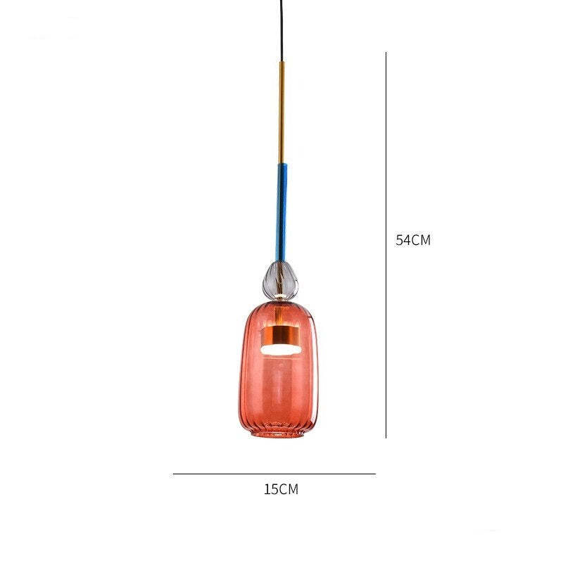 VINTAGE COLORED GLASS PENDANT LIGHT 