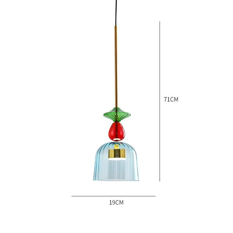 VINTAGE COLORED GLASS PENDANT LIGHT 