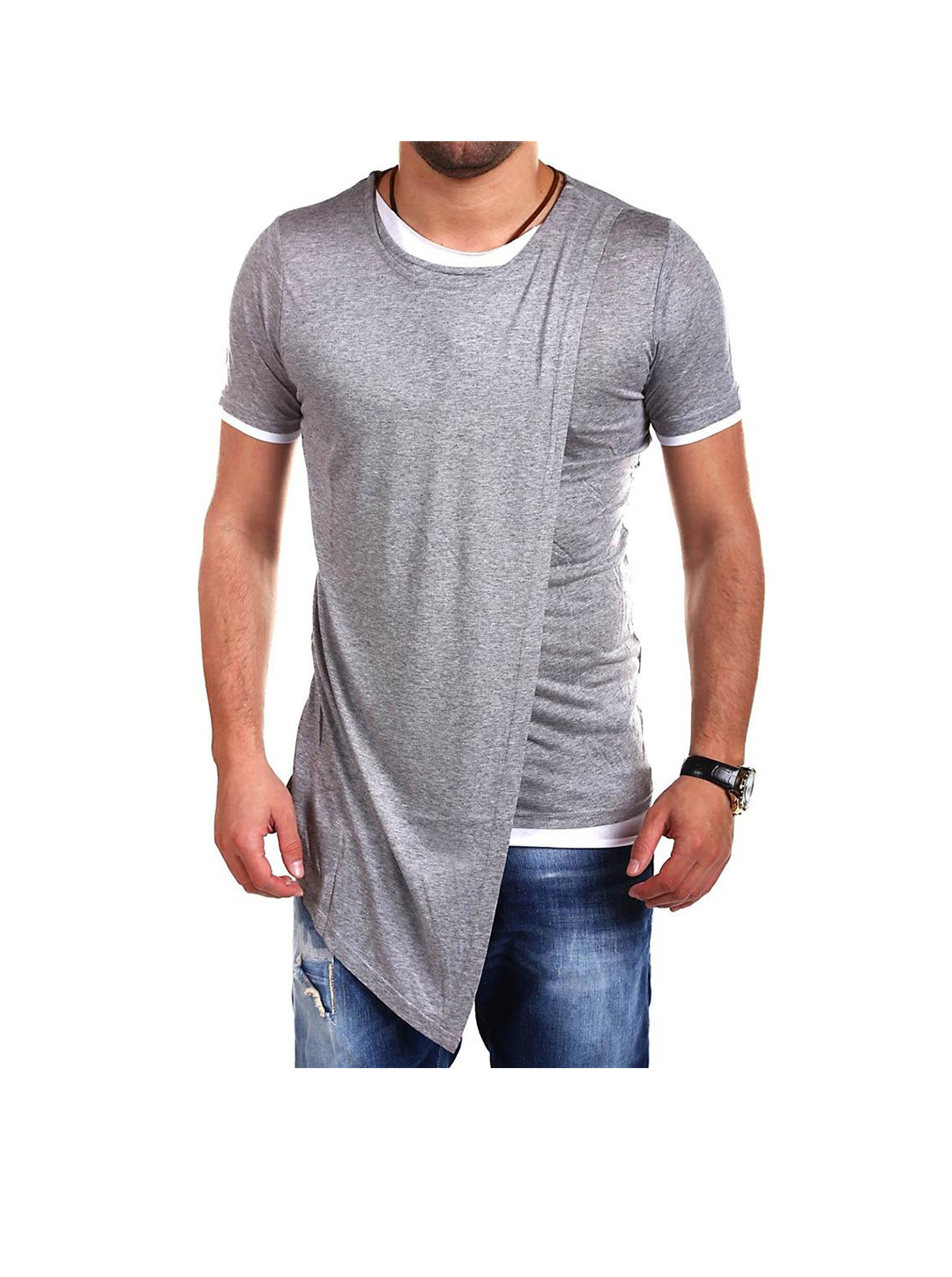 Men's Walter Fake Two Pieces Crew Neck T-Shirt-poisonstreetwear.com