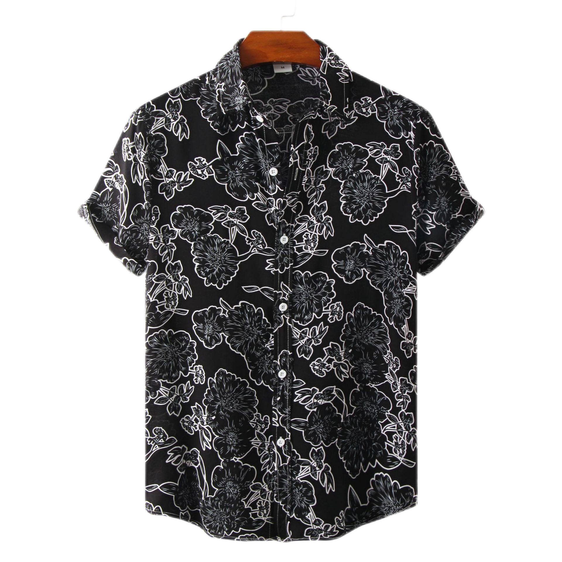 Men's David Line Drawing Floral Print Short Sleeve Shirt-poisonstreetwear.com